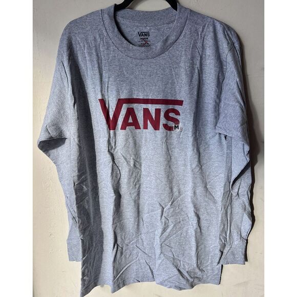 Vans Men's Gray Long Sleeve Red Logo‎ Shirt Medium - Picture 1 of 7